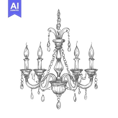 Popular premium asset: Hand-drawn Sketch of an Ornate Chandelier with Crystal Drops