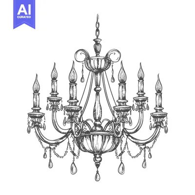 Popular premium asset: Hand-Drawn Sketch of an Ornate Chandelier with Six Candles