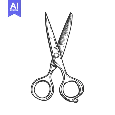 Aset desain premium: Hand-Drawn Sketch of a Pair of Scissors