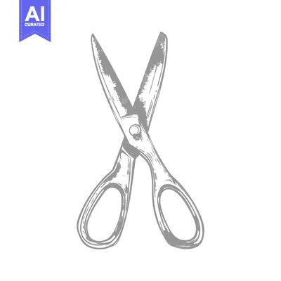 Aset desain premium: Hand-Drawn Sketch of a Pair of Scissors