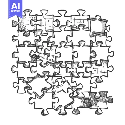 Premium design asset: Hand-drawn Sketch of a Partially Assembled Jigsaw Puzzle