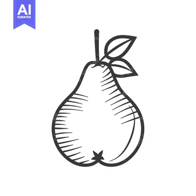 Premium design asset: Hand-Drawn Sketch of a Pear with a Leaf