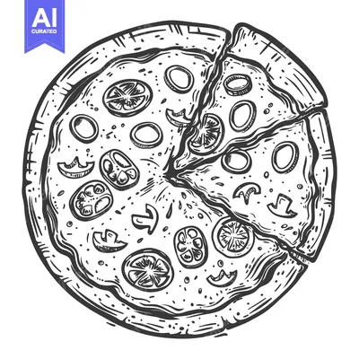 Popular premium asset: Hand-drawn sketch of a pizza with missing slice