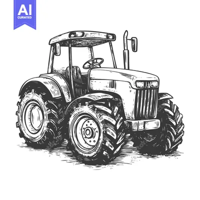 Aset premium populer: Hand-drawn Sketch of a Powerful Farm Tractor