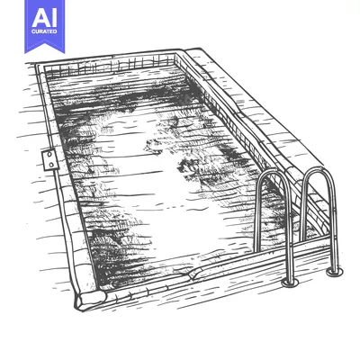 Aset premium populer: Hand-Drawn Sketch of a Rectangular Swimming Pool with a Ladder