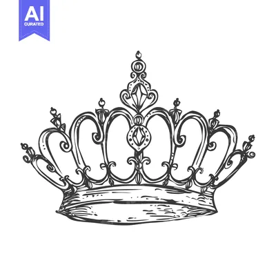 Aset premium populer: Hand-drawn sketch of a regal crown with ornate details