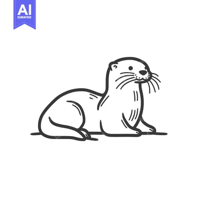 Aset desain premium: Hand-Drawn Sketch of a River Otter Lying Down