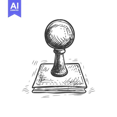 Popular premium asset: Hand-drawn Sketch of a Round Seal Stamp on a Book