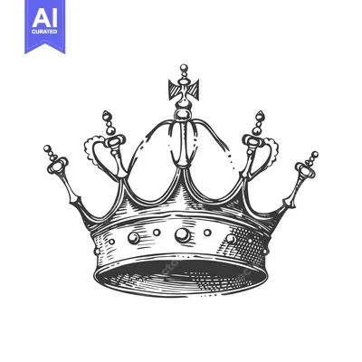 Popular premium asset: Hand-drawn sketch of a royal crown with a cross on top