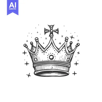 Premium design asset: Hand-Drawn Sketch of a Royal Crown with a Cross Top
