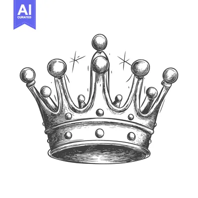 Premium design asset: Hand-drawn sketch of a royal crown with embellishments