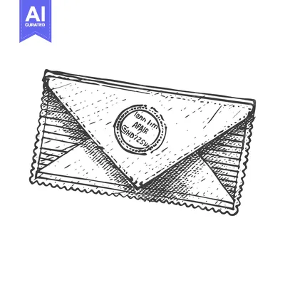 Aset premium populer: Hand-Drawn Sketch of a Sealed Envelope with a Stamp