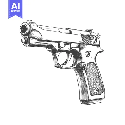 Popular premium asset: Detailed Sketch of a Classic Semi-Automatic Handgun.