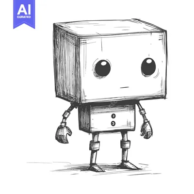Popular premium asset: Hand-Drawn Sketch of a Simple, Box-Shaped Robot