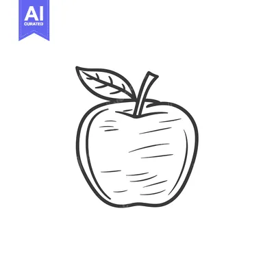 Aset desain premium: Hand-Drawn Sketch of a Single Apple with a Leaf