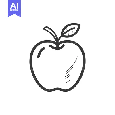 Premium design asset: Hand-Drawn Sketch of a Single Apple with a Leaf