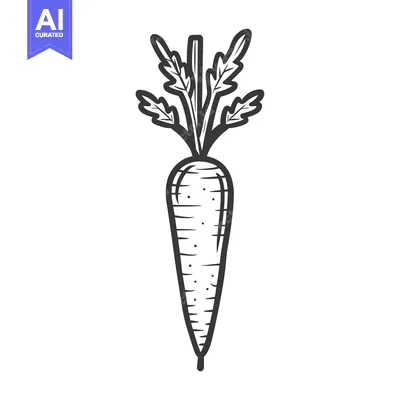 Premium design asset: Hand-drawn sketch of a single carrot with leaves