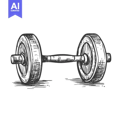 Premium design asset: Hand-Drawn Sketch of a Single Dumbbell Weight