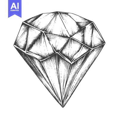 Hand-drawn sketch of a single, large, faceted diamond
