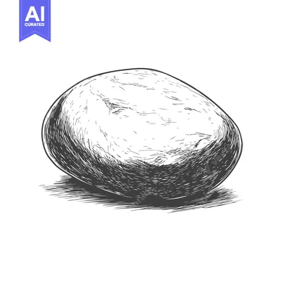 Premium design asset: Hand-Drawn Sketch of a Single, Round, Brown Potato
