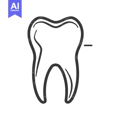 Aset desain premium: Hand-Drawn Sketch of a Single Tooth with a Line Above It