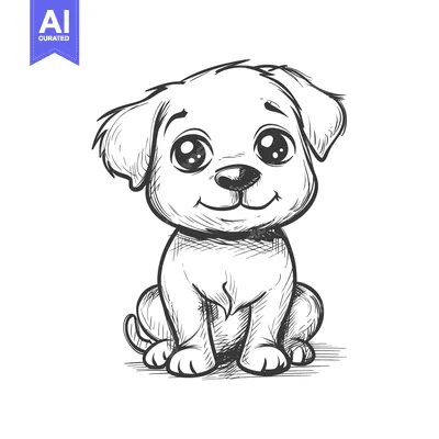 Aset premium populer: Hand-Drawn Sketch of a Sitting Puppy with Big Eyes