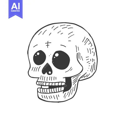 Popular premium asset: Hand-Drawn Sketch of a Skull with Large Eyes and a Cross Mark