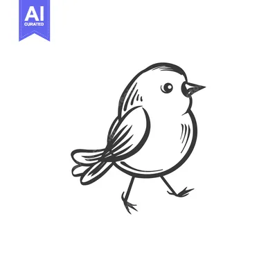 Premium design asset: Hand-drawn sketch of a small bird with a round body and short legs