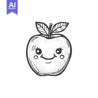 Popular premium asset: Hand-drawn sketch of a smiling apple with leaves