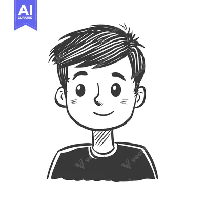 Aset premium populer: Hand-Drawn Sketch of a Smiling Boy with Short Hair