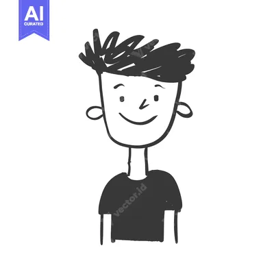 Popular premium asset: Hand-Drawn Sketch of a Smiling Boy with Spiky Hair