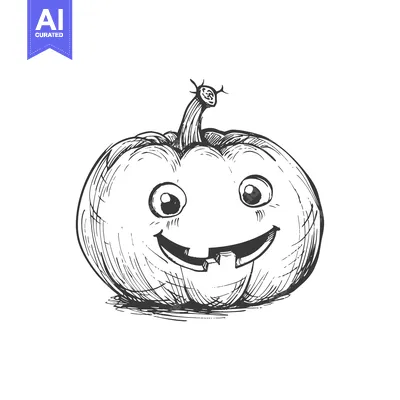 Popular premium asset: Hand-drawn sketch of a smiling cartoon pumpkin