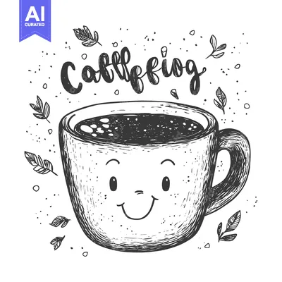 Popular premium asset: Hand-drawn Sketch of a Smiling Coffee Cup with Leaves