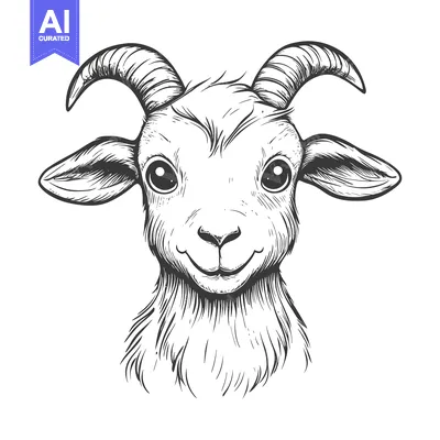 Popular premium asset: Hand-Drawn Sketch of a Smiling Goat's Face