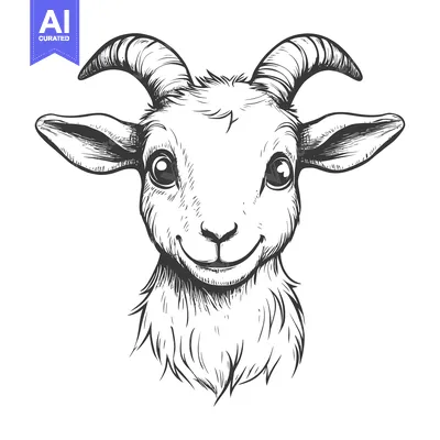 Popular premium asset: Hand-Drawn Sketch of a Smiling Goat's Head