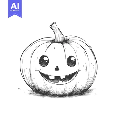 Premium design asset: Hand-Drawn Sketch of a Smiling Jack-o'-Lantern Pumpkin