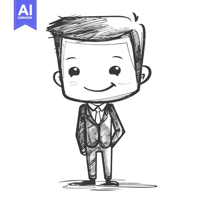Popular premium asset: Hand-Drawn Sketch of a Smiling Man in a Suit