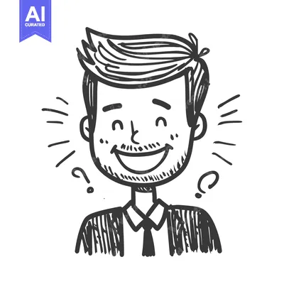 Popular premium asset: Hand-Drawn Sketch of a Smiling Man with Question Marks