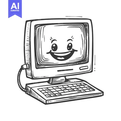 Popular premium asset: Hand-drawn Sketch of a Smiling Retro Computer