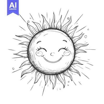 Premium design asset: Hand-Drawn Sketch of a Smiling Sun with Rays