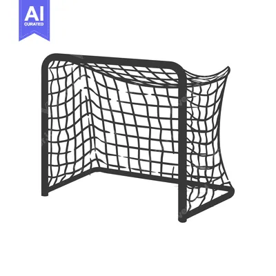Hand-drawn sketch of a soccer goal with a net