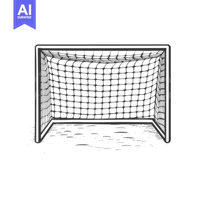 Hand-Drawn Sketch of a Soccer Goal with Net