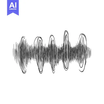 Hand-drawn sketch of a sound wave in black and white