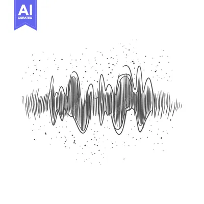 Premium design asset: Hand-drawn sketch of a sound wave with grunge texture