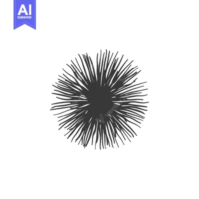 Aset desain premium: Hand-drawn sketch of a spiky, circular object