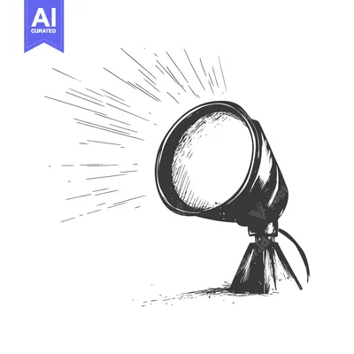 Premium design asset: Hand-Drawn Sketch of a Spotlight with Radiating Rays