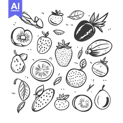 Popular premium asset: Hand-Drawn Sketch of Assorted Fruits and Leaves