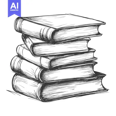 Aset desain premium: Hand-drawn sketch of a stack of books