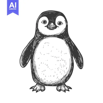 Popular premium asset: Hand-Drawn Sketch of a Standing Penguin