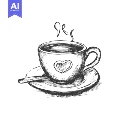 Popular premium asset: Hand-Drawn Sketch of a Steaming Coffee Cup with a Heart Design